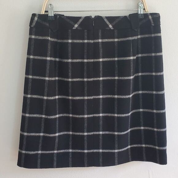 Talbots Wool Blend Flannel Mini Skirt Black Plaid NEW Academia Preppy Twee - Picture 5 of 14